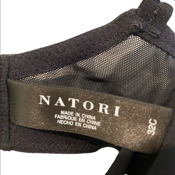 Natori Illusion tulle Stripe Black bra 32C 746168 L - Picture 4 of 5